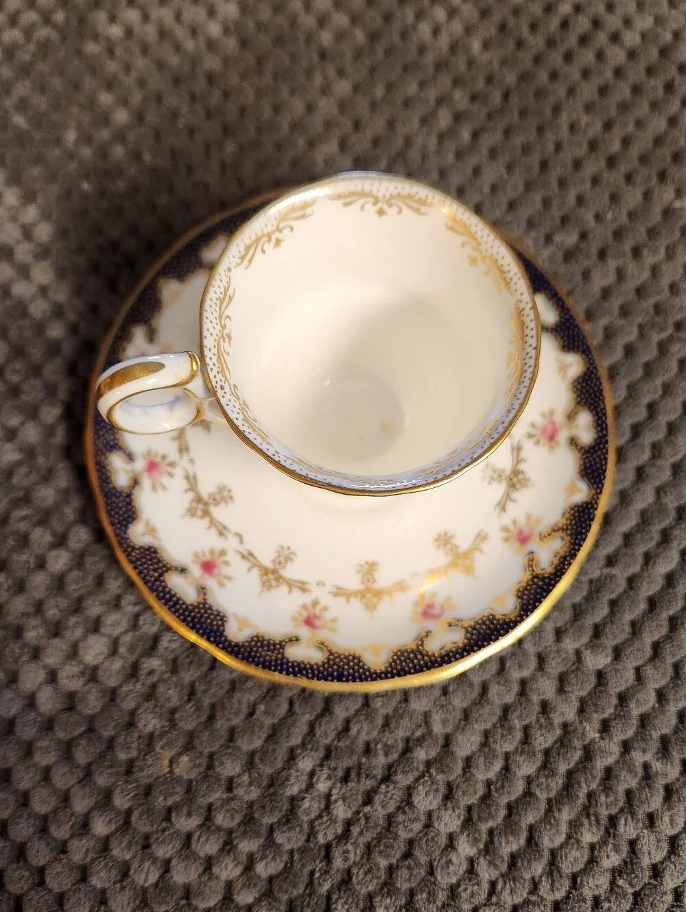 Rare Antique Wedgwood England Demitasse Cup Saucer Pattern X4854 Cobalt & Rose
